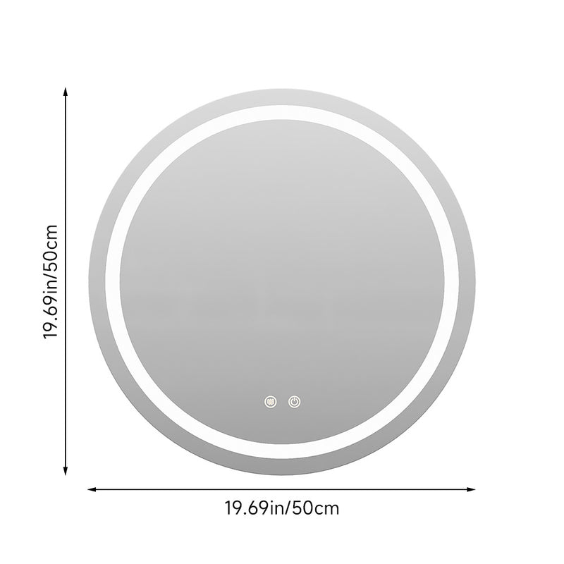 Livingandhome Anti-Fog Round Wall Mounted LED Mirror