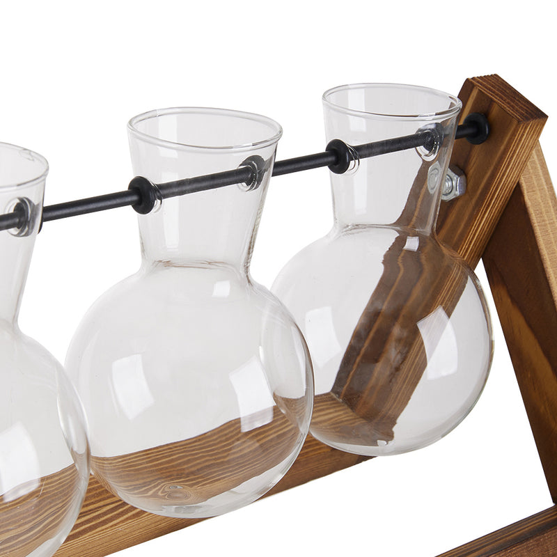 Lifeideas Wooden Plant Propagation Station with 5 Bulbs Vase