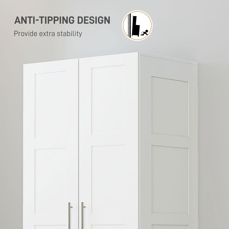 HOMCOM Wardrobe for Bedroom, Double Wardrobe with Hanging Rail