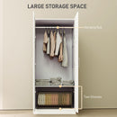 HOMCOM Wardrobe for Bedroom, Double Wardrobe with Hanging Rail