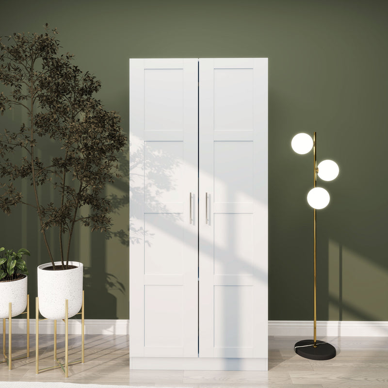 HOMCOM Wardrobe for Bedroom, Double Wardrobe with Hanging Rail