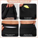 High Waisted Pleated Tennis Skirt With Pockets - Black
