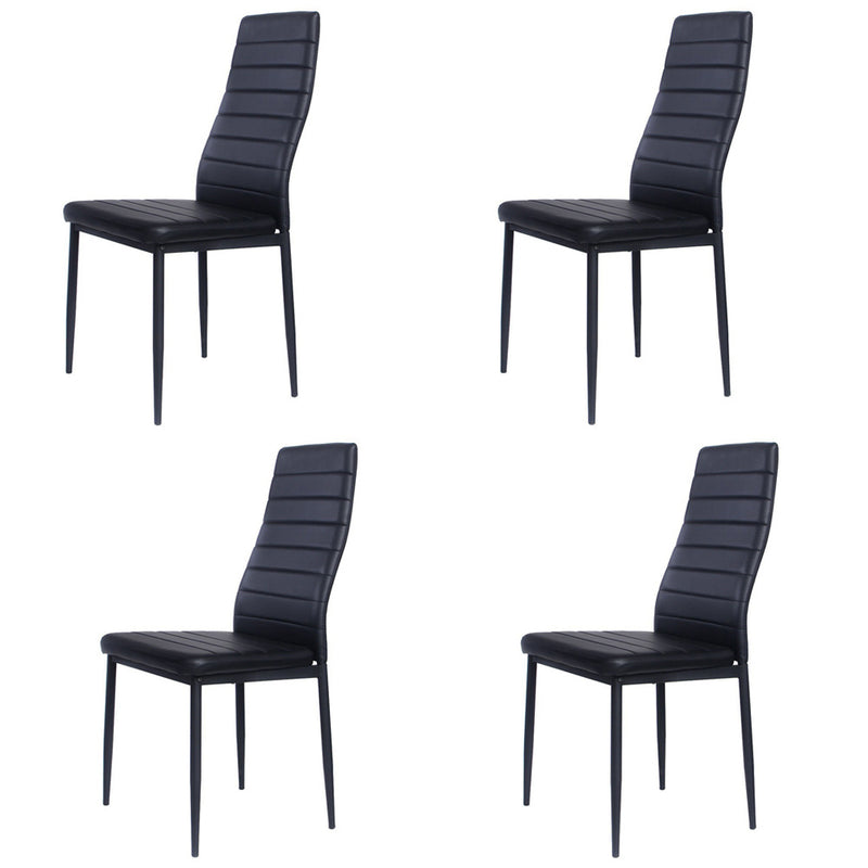 Livingandhome Set of 4 Modern Faux Leather Armless High Back Dining Chairs