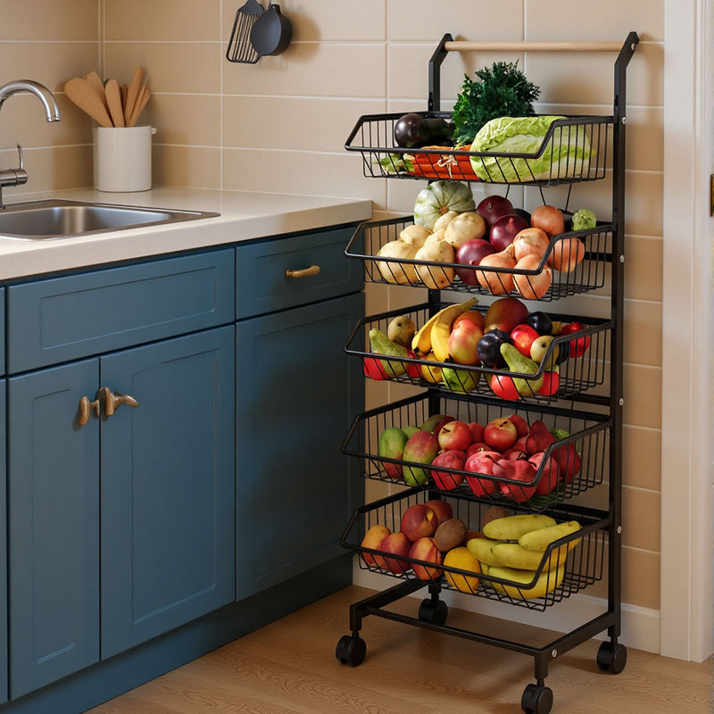 Lifeideas Carbon Steel Kitchen Trolley with Wheels