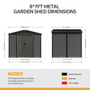 8*7FT/10*8FT Outdoor Metal Garden Storage Shed