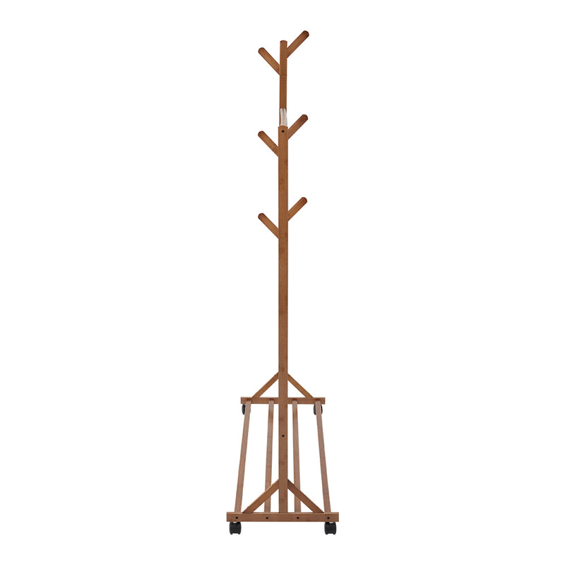 Livingandhome Bamboo Garment Hat Rack with Wheels