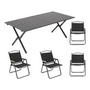 Breeins 90cm/120cm Portable Folding Camping Table with 4 Chairs