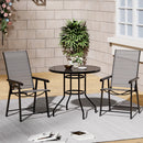 Breeins Outdoor Tempered Glass Garden Table With 2 Foldable Chairs