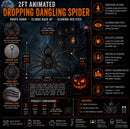 3 Pack Of 2ft Battery Operated Ash Dropping Dangling Halloween Spider Animatronic Decoration