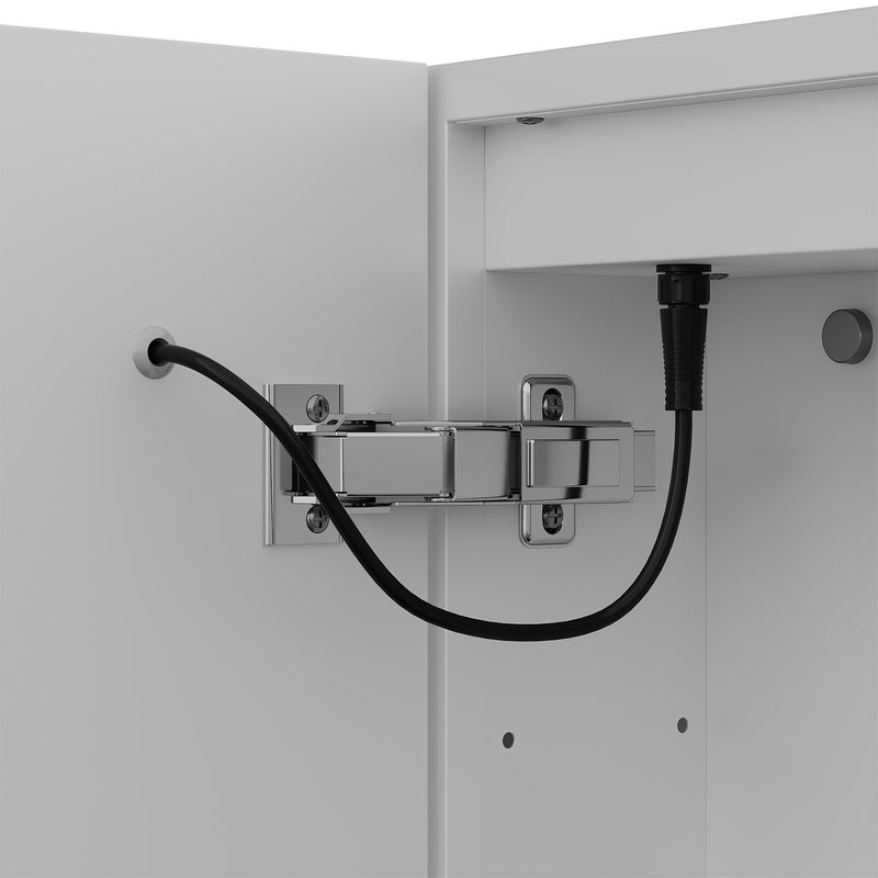 Livingandhome Single-Door Bathroom Mirror Cabinet with LED Lighting