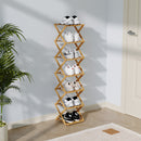 Livingandhome Durable 7-Layer Bamboo Folding Shoe Rack