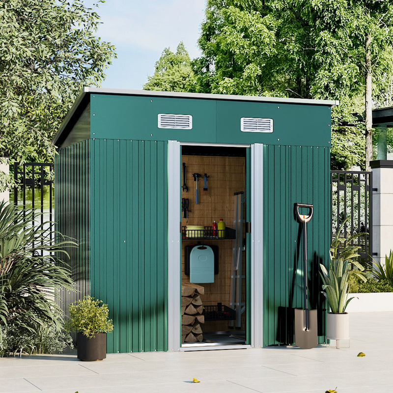 Livingandhome Compact Metal Storage Tool Shed For Garden Patio