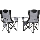 Outsunny Set Of 2 Padded Folding Picnic Chairs With Cooler Bag
