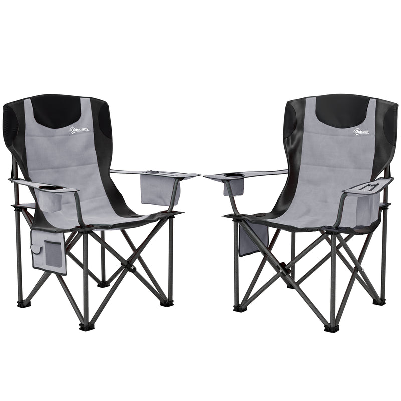 Outsunny Set Of 2 Padded Folding Picnic Chairs With Cooler Bag