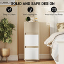 HOMCOM Slim Bedside Table, Bedside Cabinet with Open Shelf and 2 Drawers