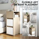 HOMCOM Slim Bedside Table, Bedside Cabinet with Open Shelf and 2 Drawers