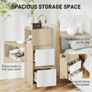 HOMCOM Slim Bedside Table, Bedside Cabinet with Open Shelf and 2 Drawers