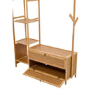 Livingandhome 101cm Multi-functional Wooden Coat Rack with Storage Drawers