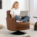 HOMCOM Upholstered PU Leather Armchair For Living Room, Brown