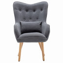 Livingandhome Frosted Velvet Upholstered Armchair with Footstool and Pillow