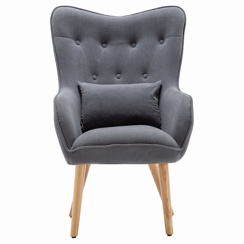 Livingandhome Frosted Velvet Upholstered Armchair with Footstool and Pillow