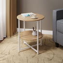 Livingandhome Small Round Coffee Table with 2 Tier