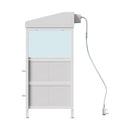 White Bedside Table with Charging Station and LED Lights