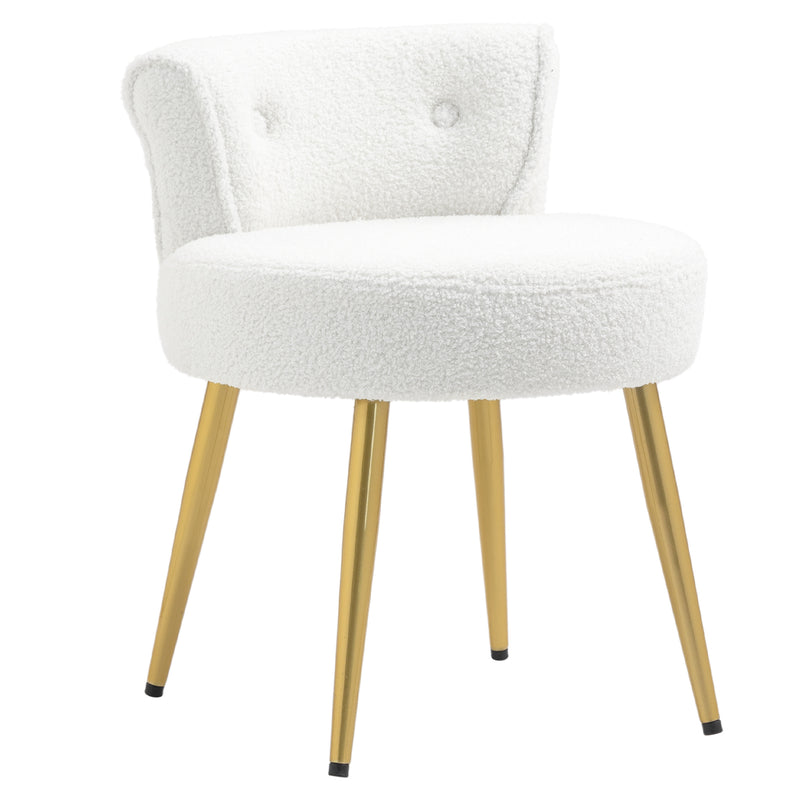 Livingandhome Teddy Fleece Dressing Table Stool with Iron Legs