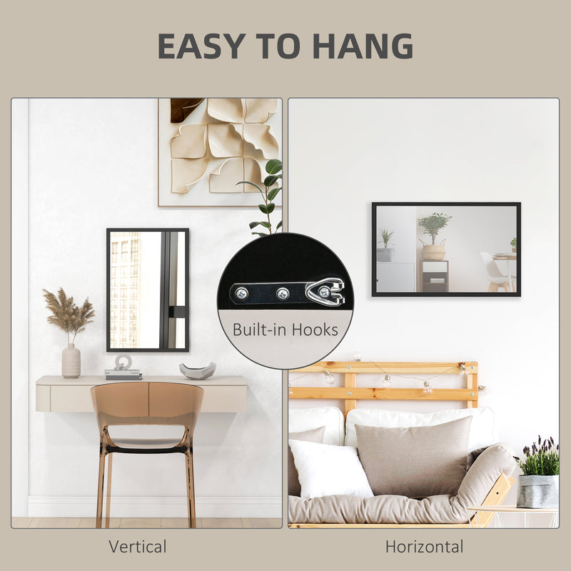 HOMCOM 60x40cm Wall Bathroom Mirror For Home Decor, Vanity Mirror, Black
