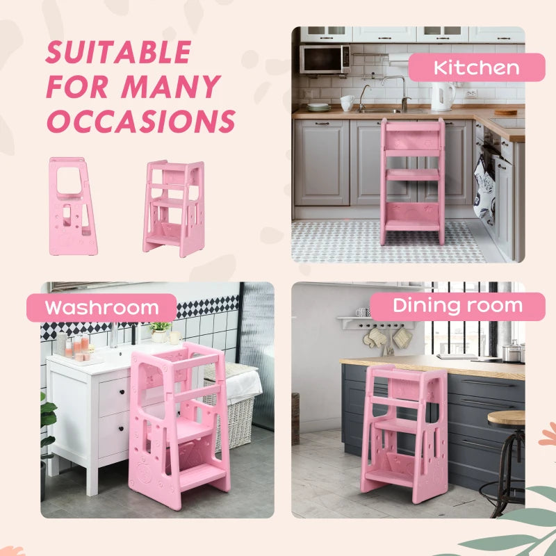 HOMCOM Kids Step Stool - Pink