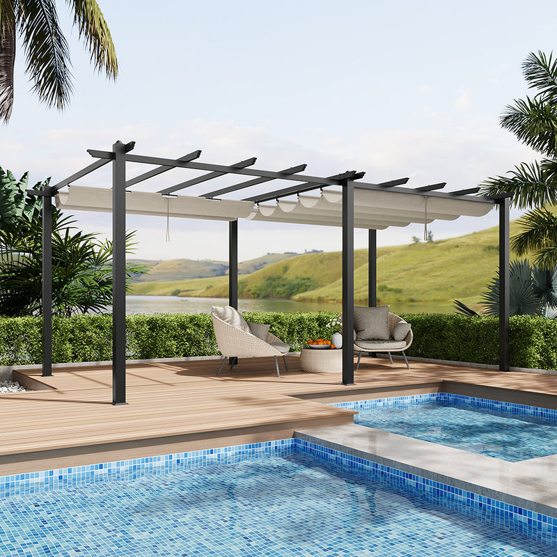 Breeins 10x20ft Aluminium Pergola with Retractable Roof