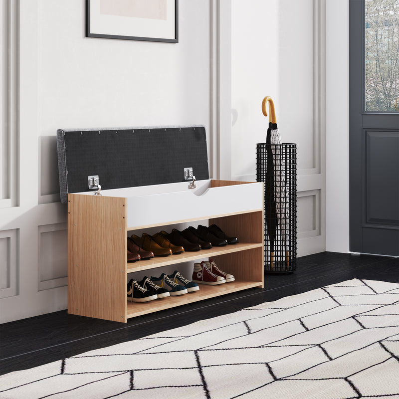 Livingandhome Compact 3-Tier Shoe Rack Bench
