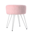 Livingandhome Round Fuzzy Ottoman Vanity Stool