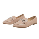 PU Leather Closed Toe Loafers - Nude