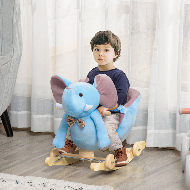 HOMCOM Children's Rocking Elephant - Blue