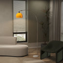 HOMCOM Modern Standing Lamp with Shade & Foot Switch, Orange