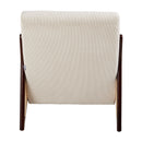 Livingandhome Corduroy Armchair with Rattan Armrest
