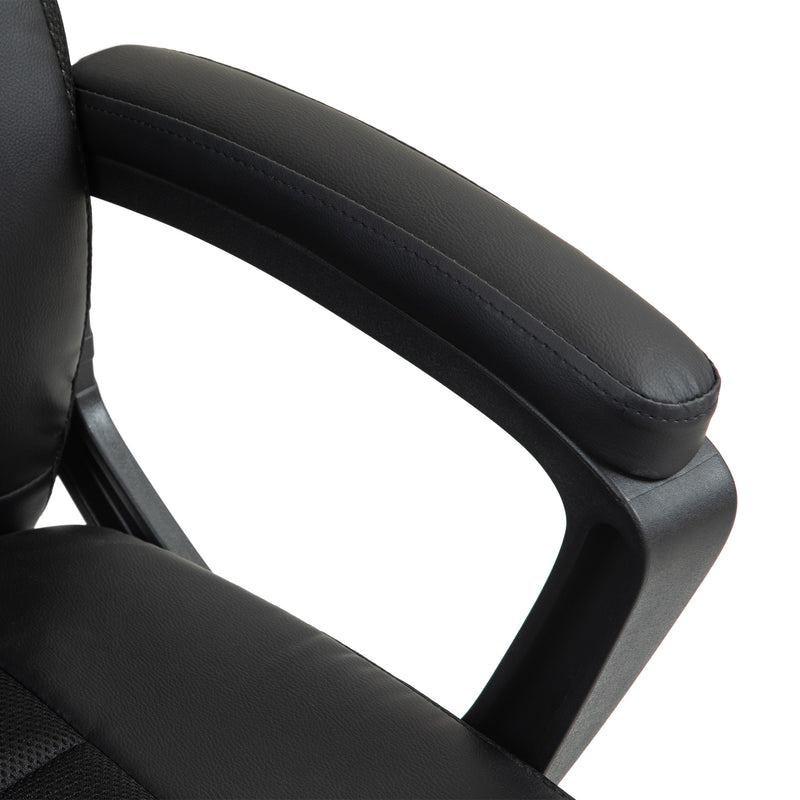 High Back Executive Office Chair PU Leather Desk Chair With Swivel Wheels - Black/Brown/Grey