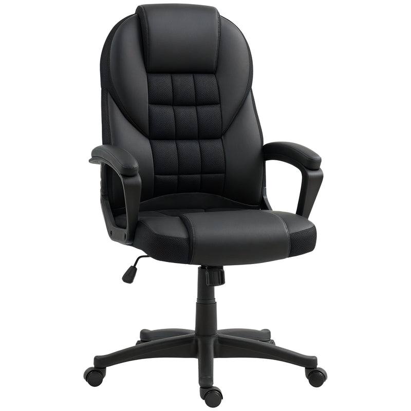 High Back Executive Office Chair PU Leather Desk Chair With Swivel Wheels - Black/Brown/Grey