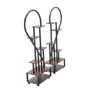 Breeins 2 Pcs Half-Heart-Shaped Tiered Plant Stand Rustic Brown