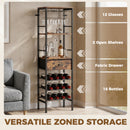 HOMCOM Wine Bar Cabinet 16-Bottle Wine Rack Rustic Brown