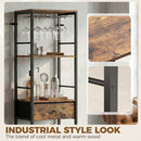 HOMCOM Wine Bar Cabinet 16-Bottle Wine Rack Rustic Brown