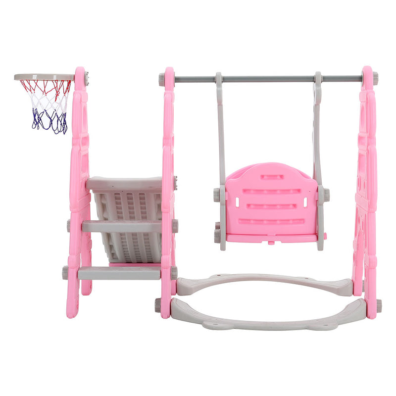 Livingandhome Kids Toddler Swing And Slide Set With Basketball Hoop