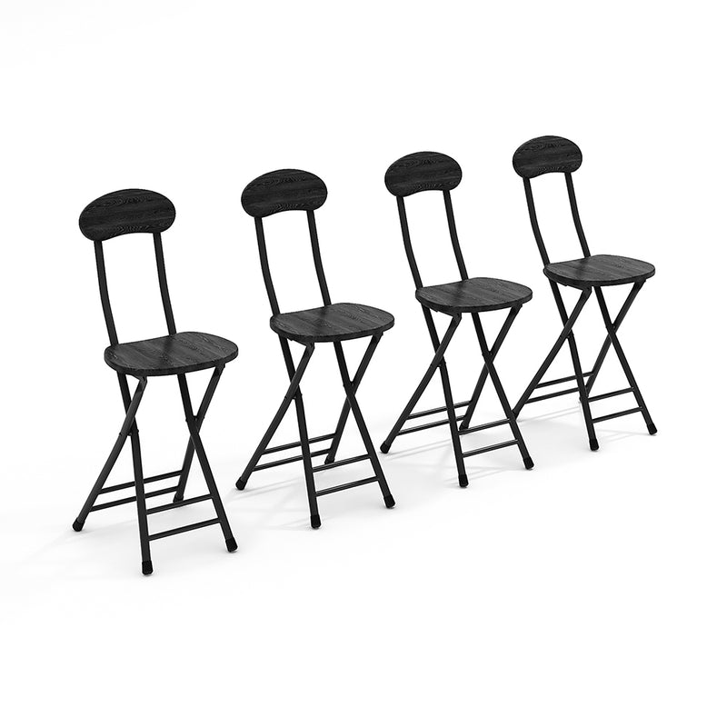 Livingandhome Set of 2 Compact Wooden Folding Chairs with Metal Legs