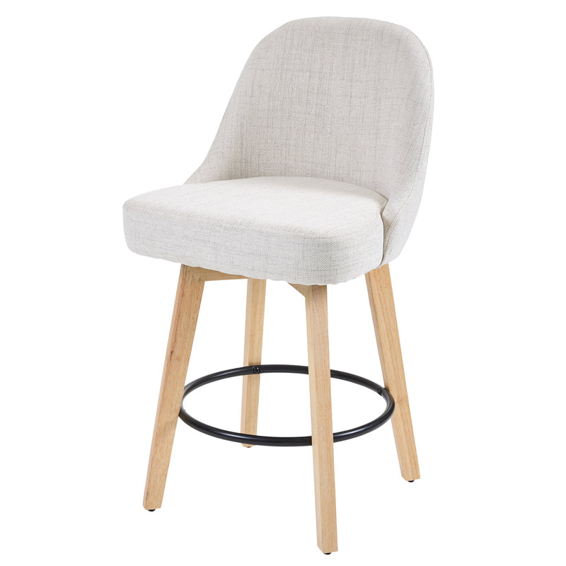 Livingandhome Set of 2 Swivel Bar Stools with Wooden Legs and Round Footrest