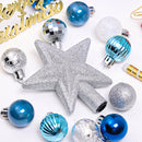 Lifeideas 30 Pieces Shatterproof Christmas Tree Ornament Set Xmas Bauble and Snowflake Tree Topper