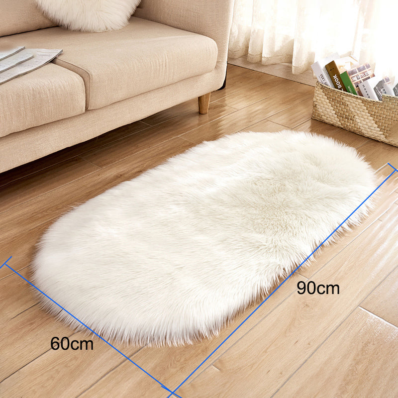 Lifeideas Oval Super Soft Shaggy Area Rug White