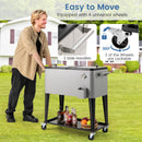 75 L Portable Patio Rolling Ice Chest with Bottom Storage Shelf-Grey