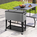 75 L Portable Patio Rolling Ice Chest with Bottom Storage Shelf-Grey