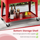 75 L Portable Patio Rolling Ice Chest with Bottom Storage Shelf-Red